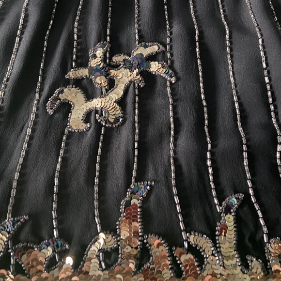 VTG Argenti Womens Black Party Top Size Medium Silk Beaded Sequined Vintage 80s - Picture 9 of 10